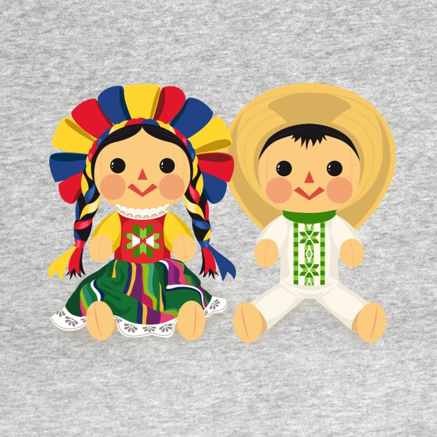 Mexican María Dolls. Mexican Otomi Dolls. Traditional Mexican Rag Dolls by Akbaly